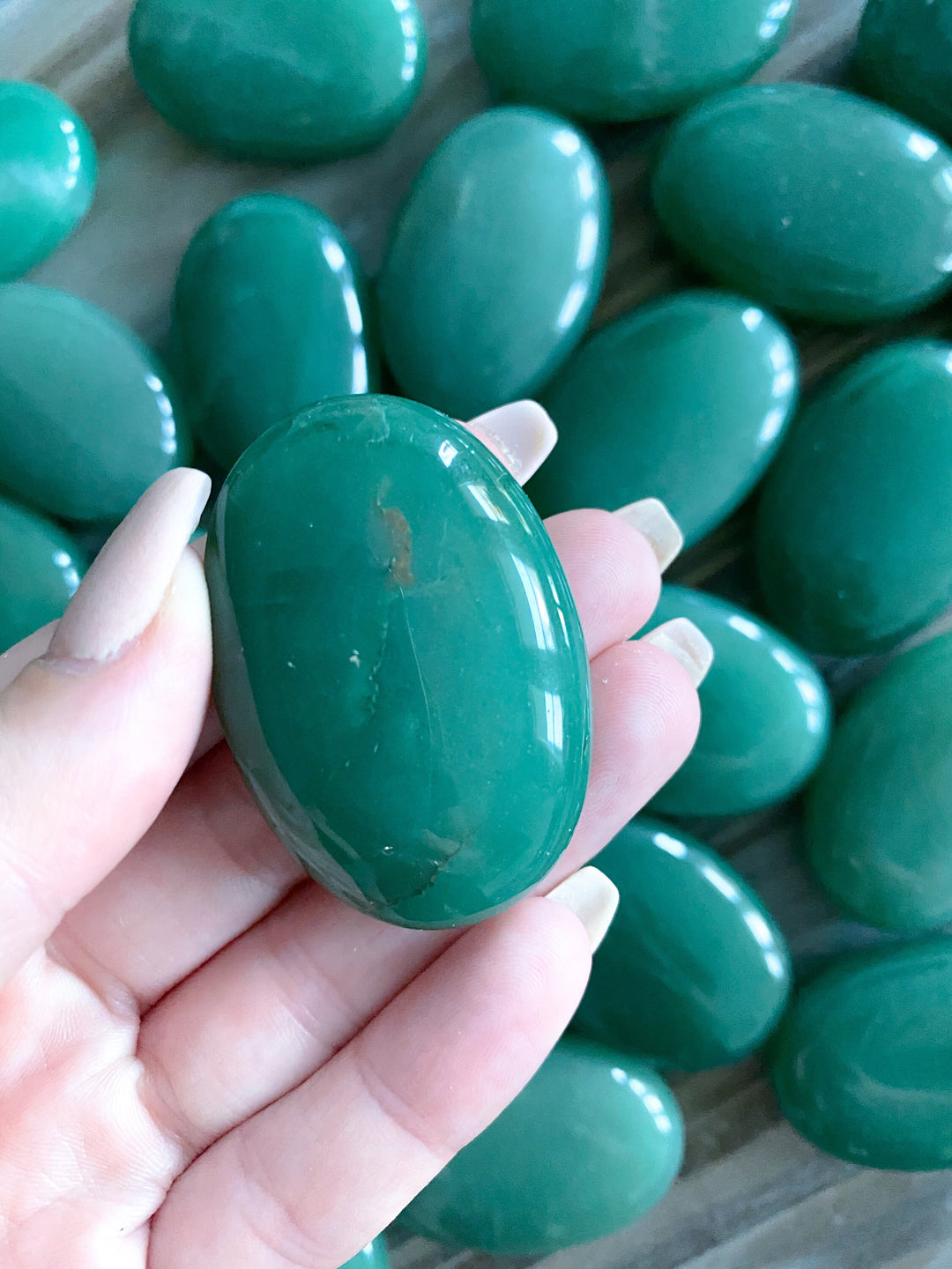 ABUNDANCE: Small Green Aventurine Palm Stone