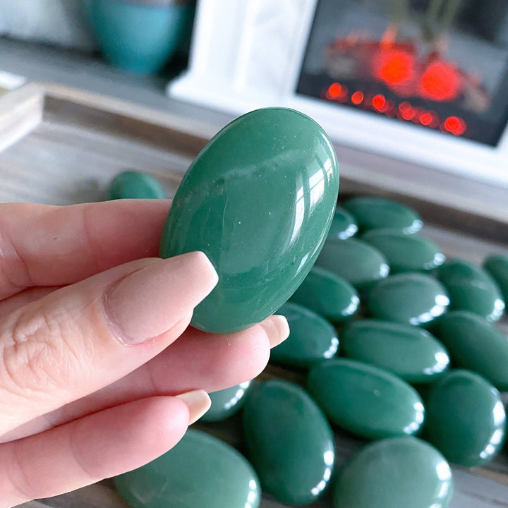 ABUNDANCE: Small Green Aventurine Palm Stone