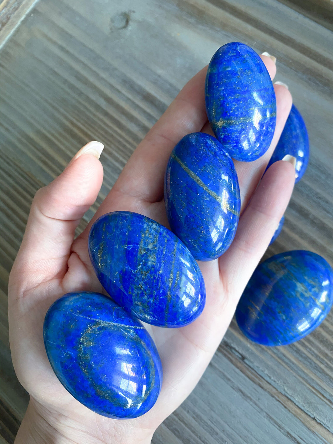 Calming Lapis Lazuli Oval Palm Stone - Peace - Confidence - Truth - Wisdom - Serenity - Communication - Throat Chakra - Royal Blue