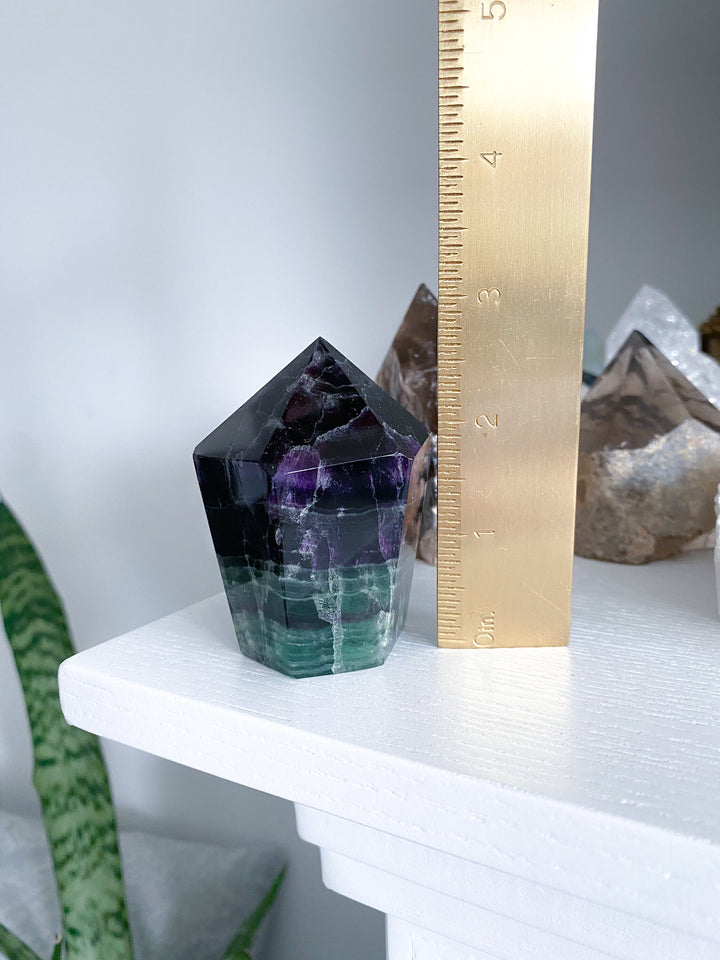 Rainbow Fluorite Fully Polished Point - Purple and Green - Get this EXACT Stone - Protection - Aura Cleanse - Communication - Visions