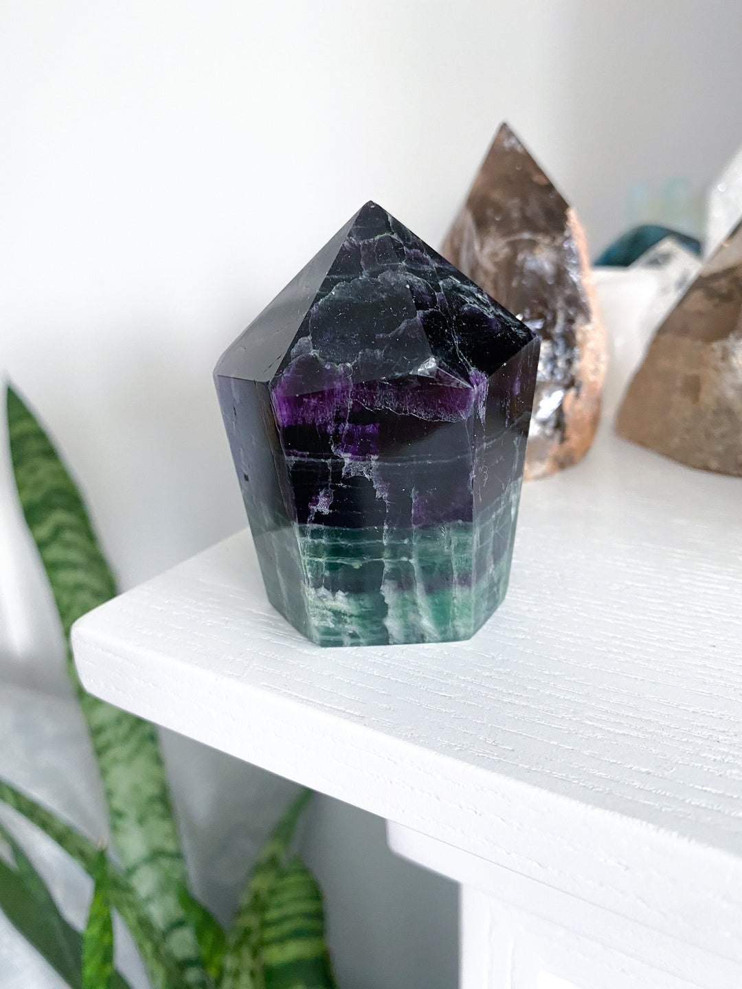 Rainbow Fluorite Fully Polished Point - Purple and Green - Get this EXACT Stone - Protection - Aura Cleanse - Communication - Visions