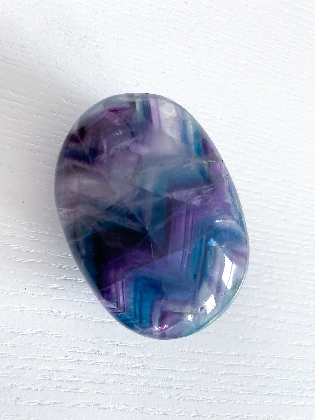 Chevron Pattern Rainbow Fluorite Palm - Green Blue Purple - Get this EXACT Stone - Protection - Aura Cleanse - Communication - Visions