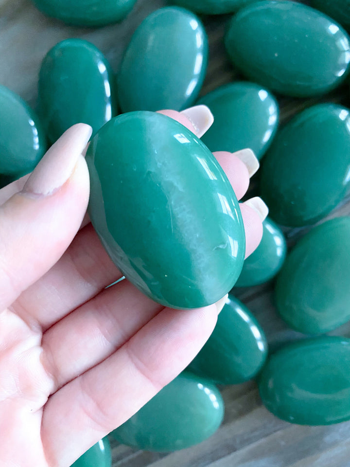 ABUNDANCE: Small Green Aventurine Palm Stone