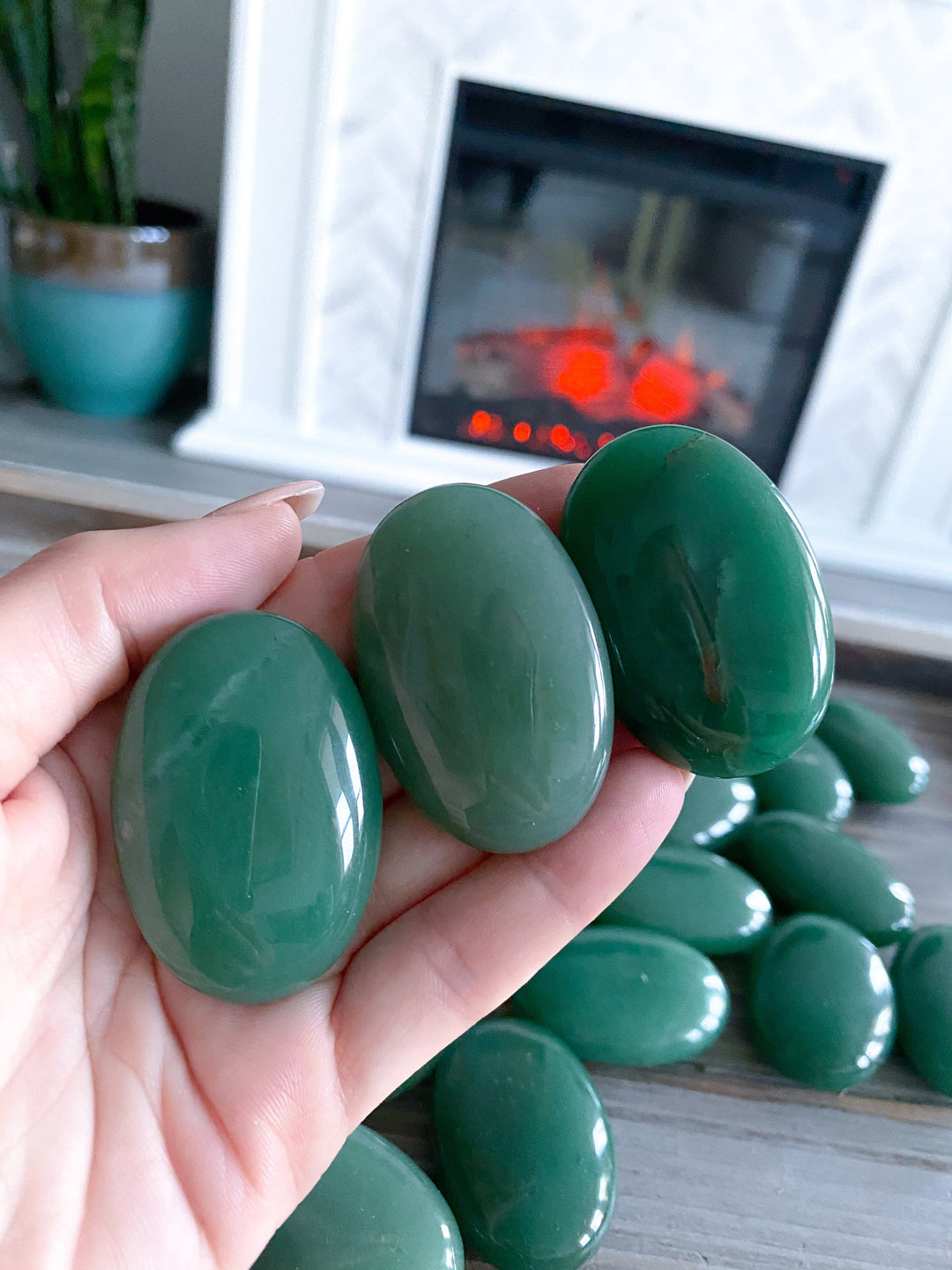 ABUNDANCE: Small Green Aventurine Palm Stone