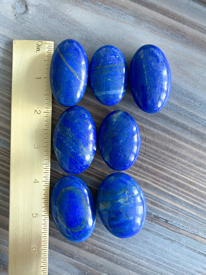 Calming Lapis Lazuli Oval Palm Stone - Peace - Confidence - Truth - Wisdom - Serenity - Communication - Throat Chakra - Royal Blue