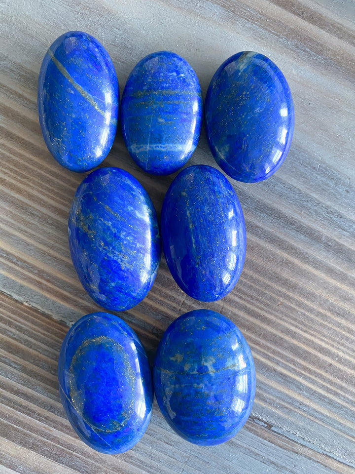 Calming Lapis Lazuli Oval Palm Stone - Peace - Confidence - Truth - Wisdom - Serenity - Communication - Throat Chakra - Royal Blue