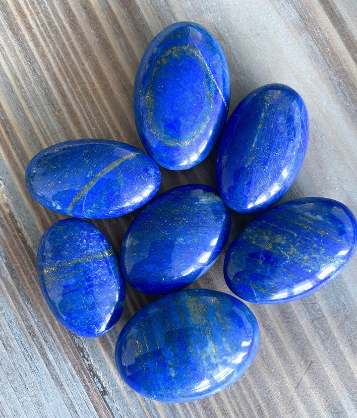 Calming Lapis Lazuli Oval Palm Stone - Peace - Confidence - Truth - Wisdom - Serenity - Communication - Throat Chakra - Royal Blue