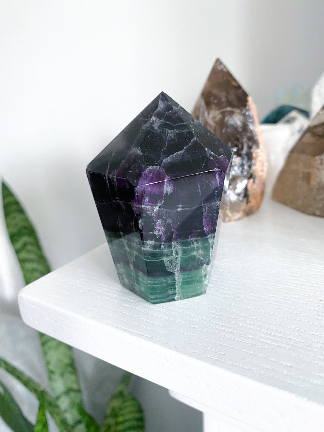 Rainbow Fluorite Fully Polished Point - Purple and Green - Get this EXACT Stone - Protection - Aura Cleanse - Communication - Visions