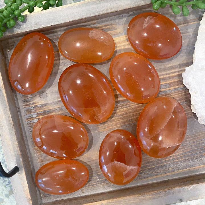 Honey Calcite Palm Stone -