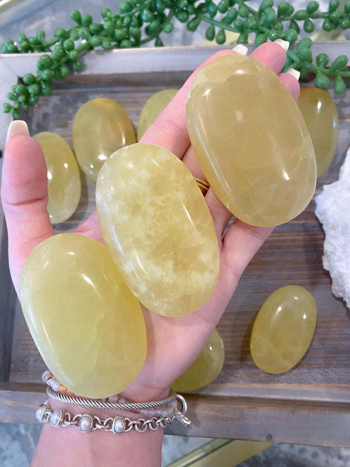 Lemon Calcite Palm Stone: Energy