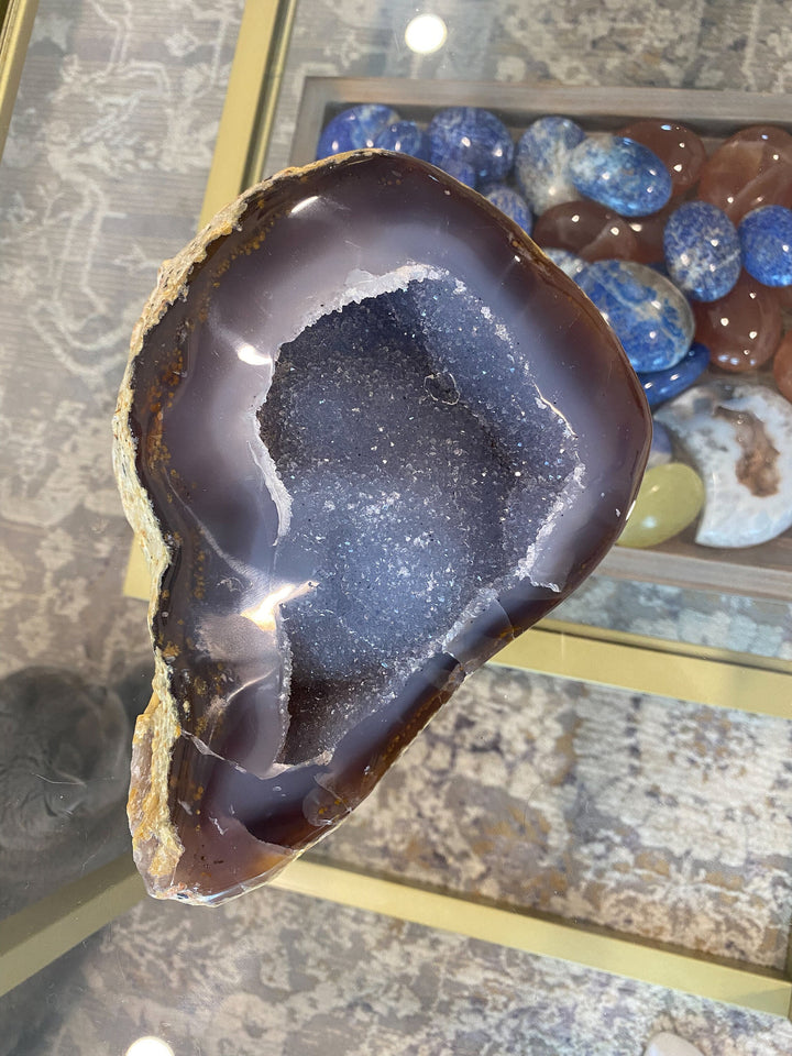 Unique Large Agate Geode Specimen - Home Decor - Increase Energy - Calm Nerves - Crystal Therapy - Self-care Stone - 8x6x2inches -4lbs 12 oz