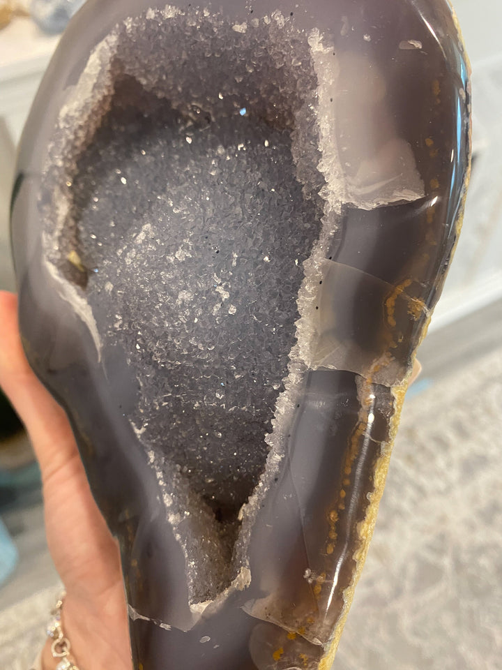 Unique Large Agate Geode Specimen - Home Decor - Increase Energy - Calm Nerves - Crystal Therapy - Self-care Stone - 8x6x2inches -4lbs 12 oz