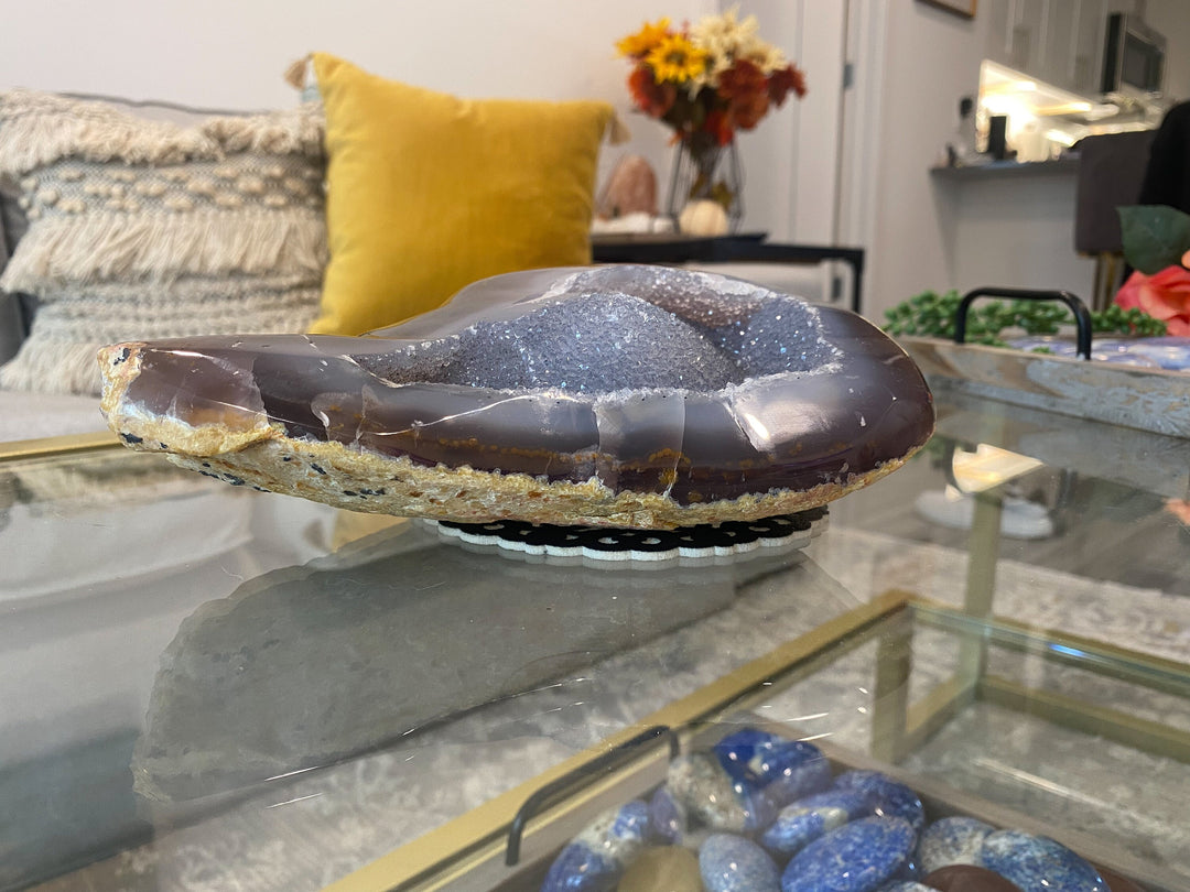 Unique Large Agate Geode Specimen - Home Decor - Increase Energy - Calm Nerves - Crystal Therapy - Self-care Stone - 8x6x2inches -4lbs 12 oz
