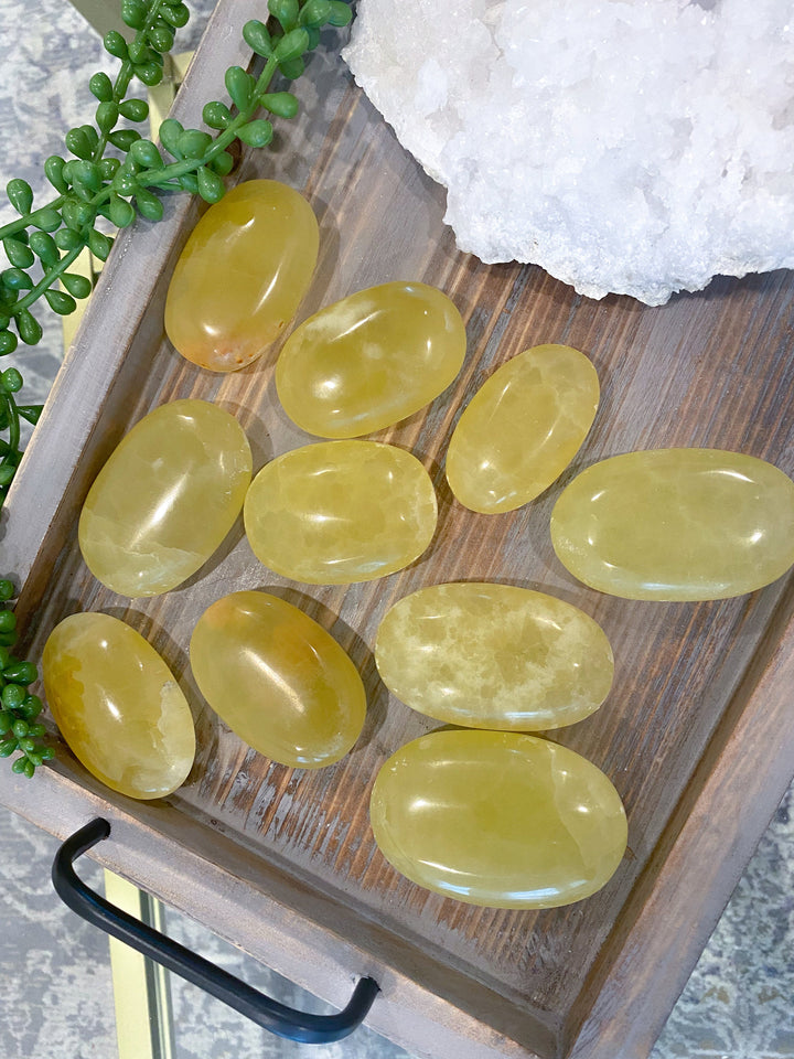 Lemon Calcite Palm Stone: Energy