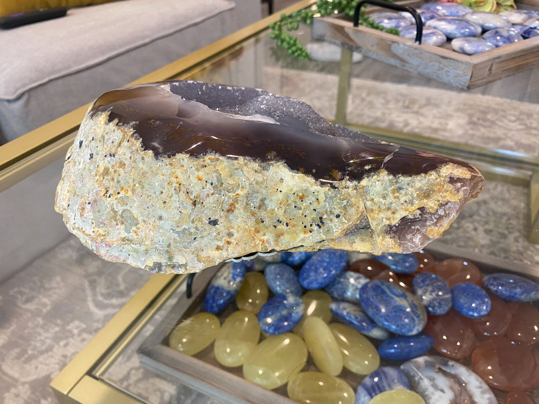 Unique Large Agate Geode Specimen - Home Decor - Increase Energy - Calm Nerves - Crystal Therapy - Self-care Stone - 8x6x2inches -4lbs 12 oz