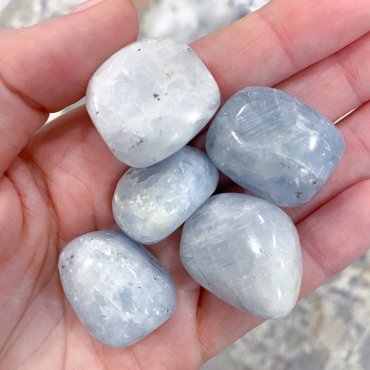 LOT of 5 Imperfect Blue Calcite Tumbles