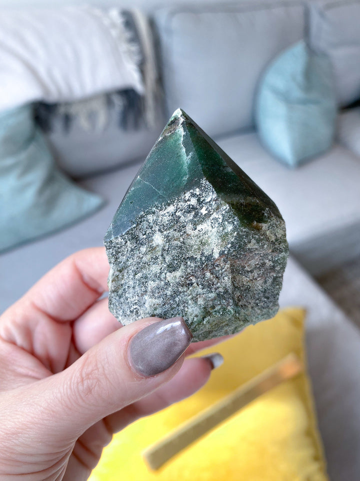 Abundance: Dark Green Aventurine Top Polish Point