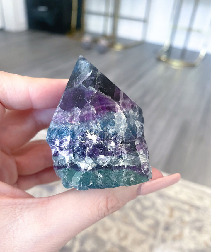 Polished Rainbow Fluorite Point - Green and Purple - Get this EXACT Stone - Protection - Aura Cleanse - Communication - Visions