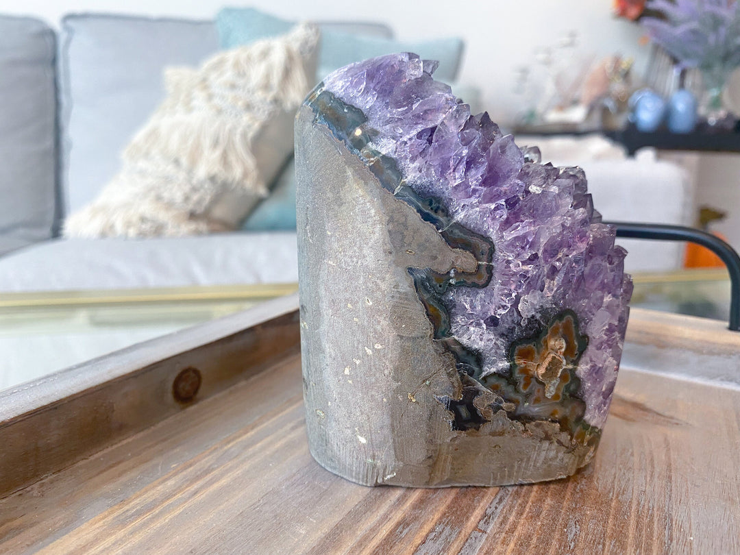 TALL Amethyst Cathedral Cluster - Protection - Energy Cleanse Crystal - Calming - Creativity - Psychic