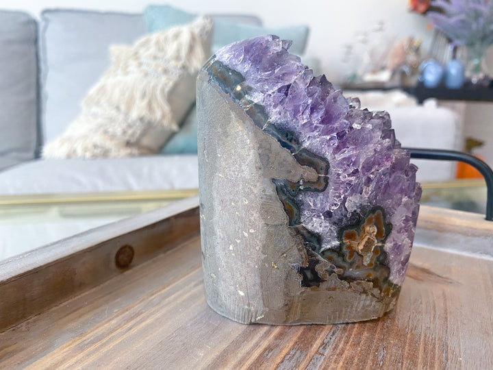 TALL Amethyst Cathedral Cluster - Protection - Energy Cleanse Crystal - Calming - Creativity - Psychic