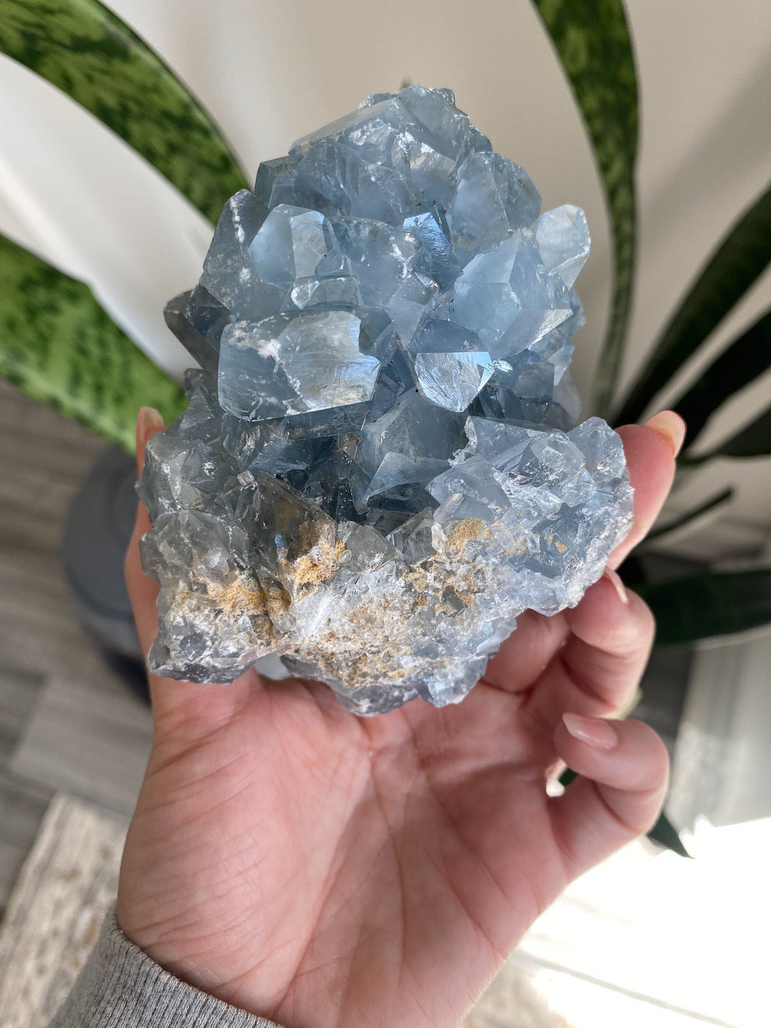 Large 1.9lb Celestite Cluster - Get this Stone - Angel Crystal - Healing - Psychic - Celestine - Consciousness - Mindfulness - Prayer