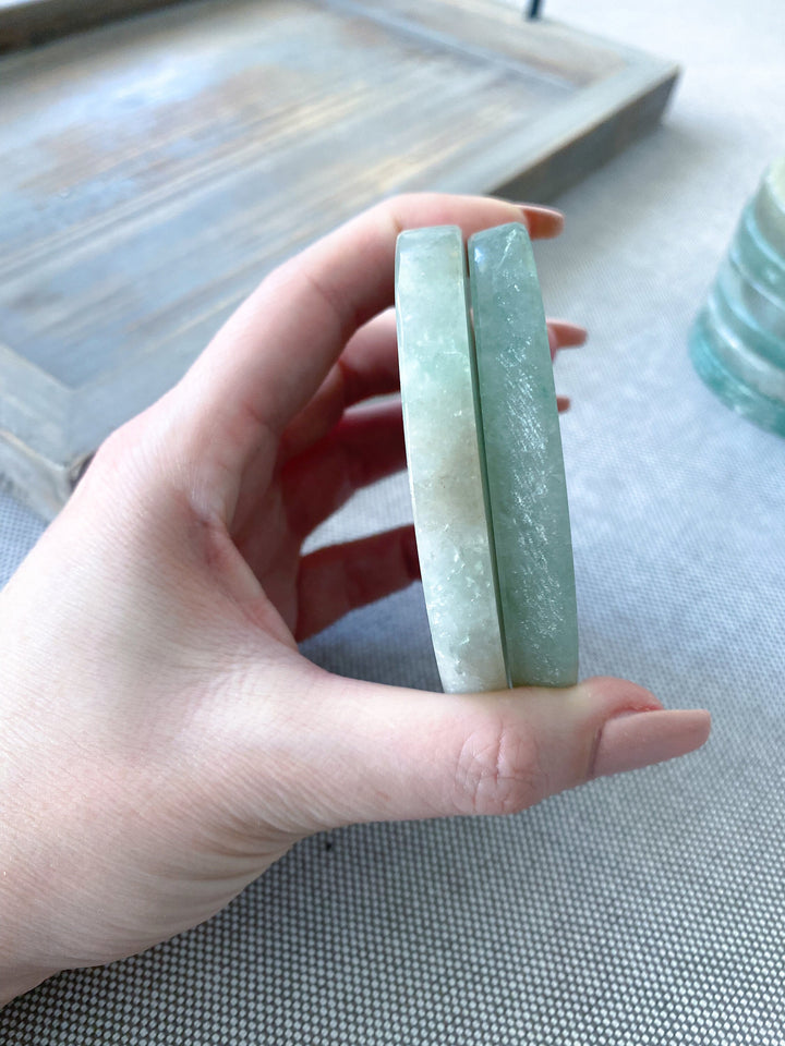 Light Green Aventurine Charger - Circle - Slice - Health - Achievement - Success - Money - Heart - Prosperity - Happy - Coaster