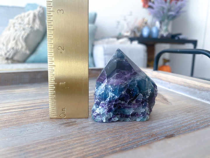 Polished Rainbow Fluorite Point - Green and Purple - Get this EXACT Stone - Protection - Aura Cleanse - Communication - Visions