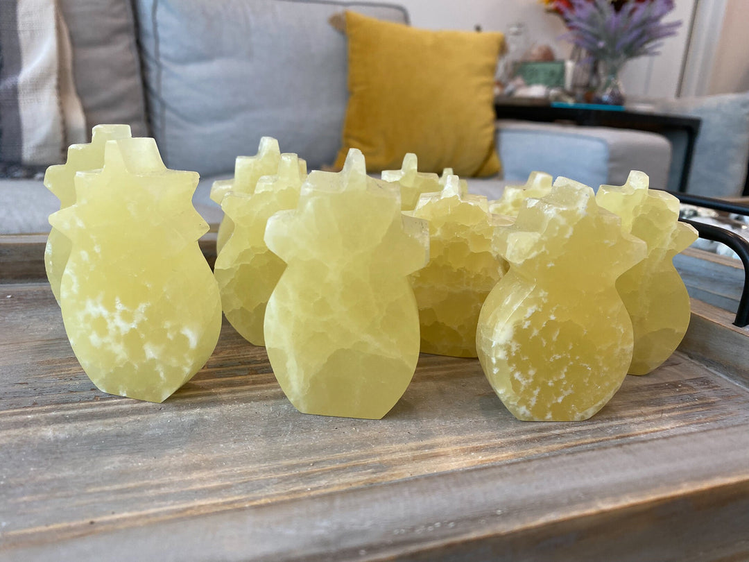 Lemon Calcite Pineapple Carving