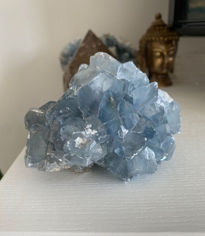 Large 1.9lb Celestite Cluster - Get this Stone - Angel Crystal - Healing - Psychic - Celestine - Consciousness - Mindfulness - Prayer