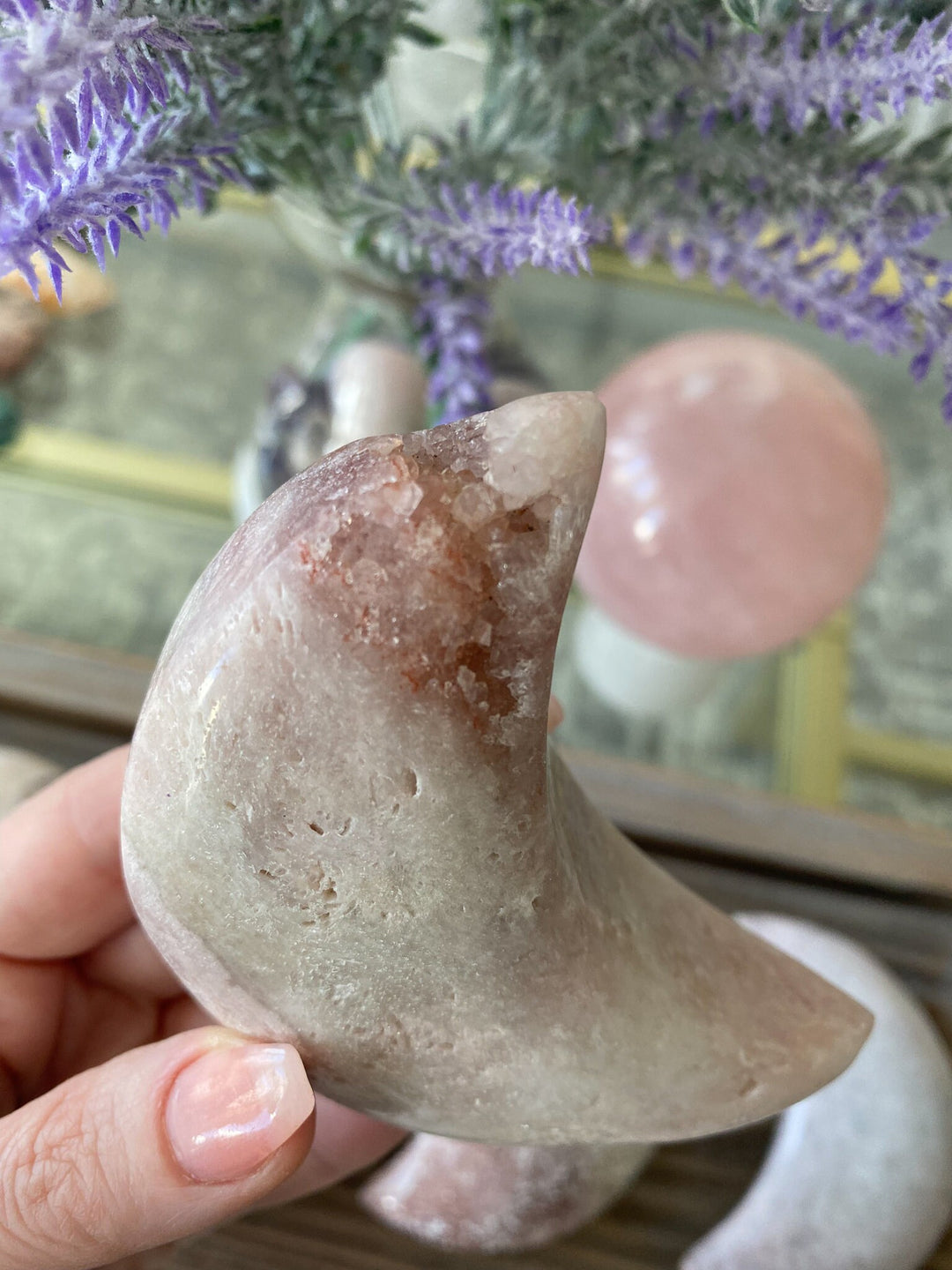 Choose Your Pink Amethyst Moon - Protection - Energy Cleanse Crystal - Calming Stone - Creativity - Crown, Third Eye Chakra