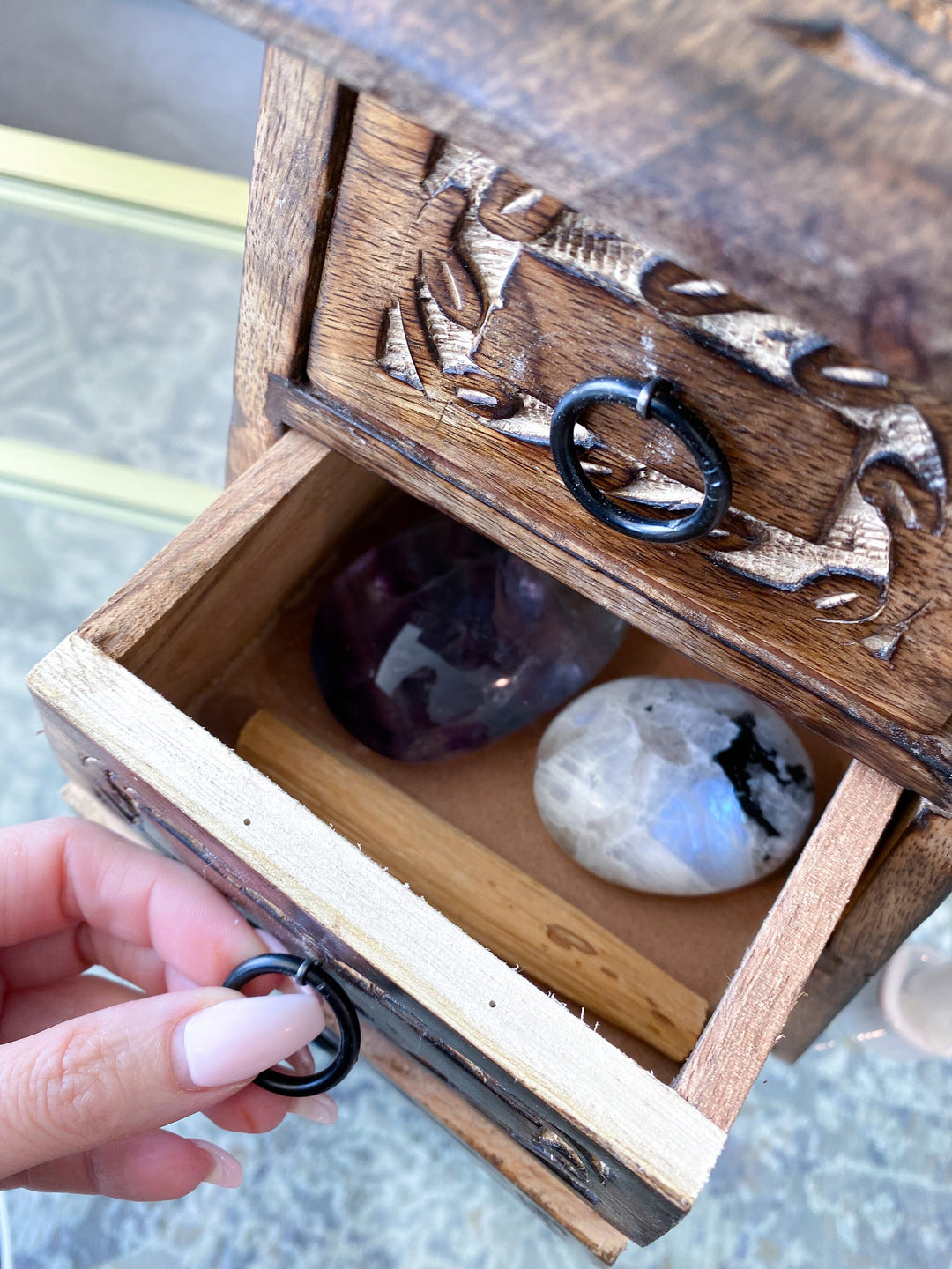 Handmade Crystal Chest - Celtic Design - Three Drawers - Altar Décor - Witchy Cabinet