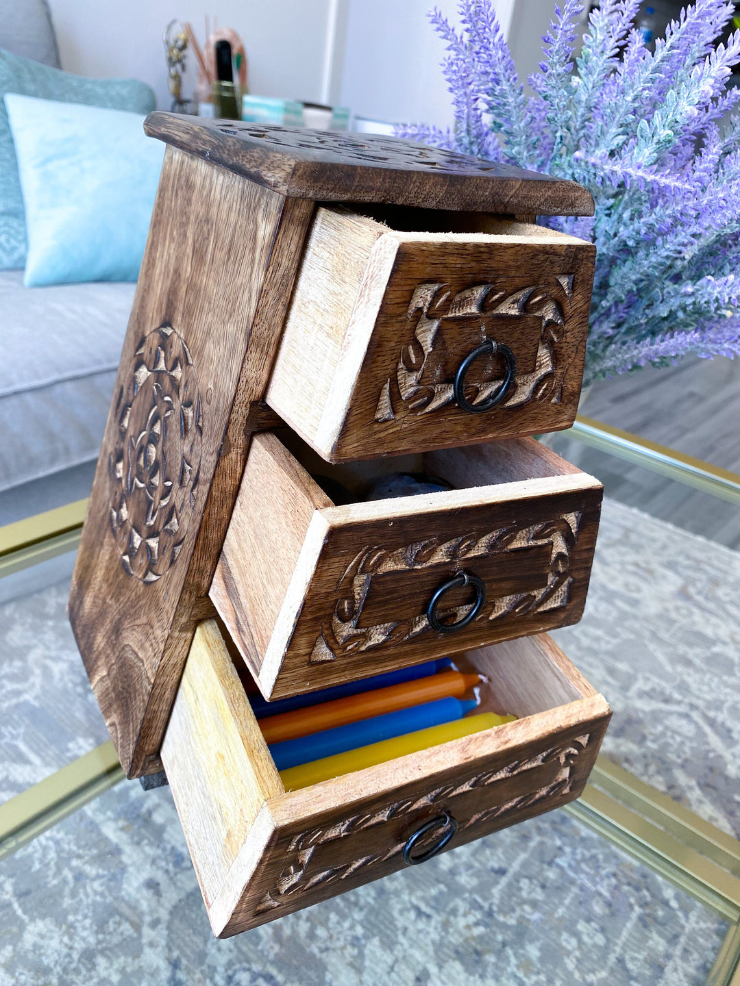Handmade Crystal Chest - Celtic Design - Three Drawers - Altar Décor - Witchy Cabinet