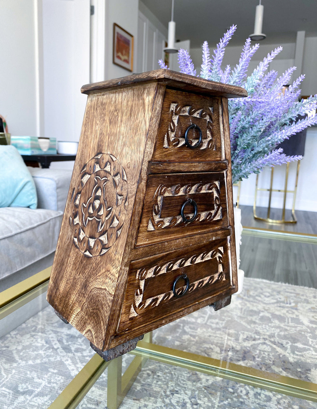 Handmade Crystal Chest - Celtic Design - Three Drawers - Altar Décor - Witchy Cabinet