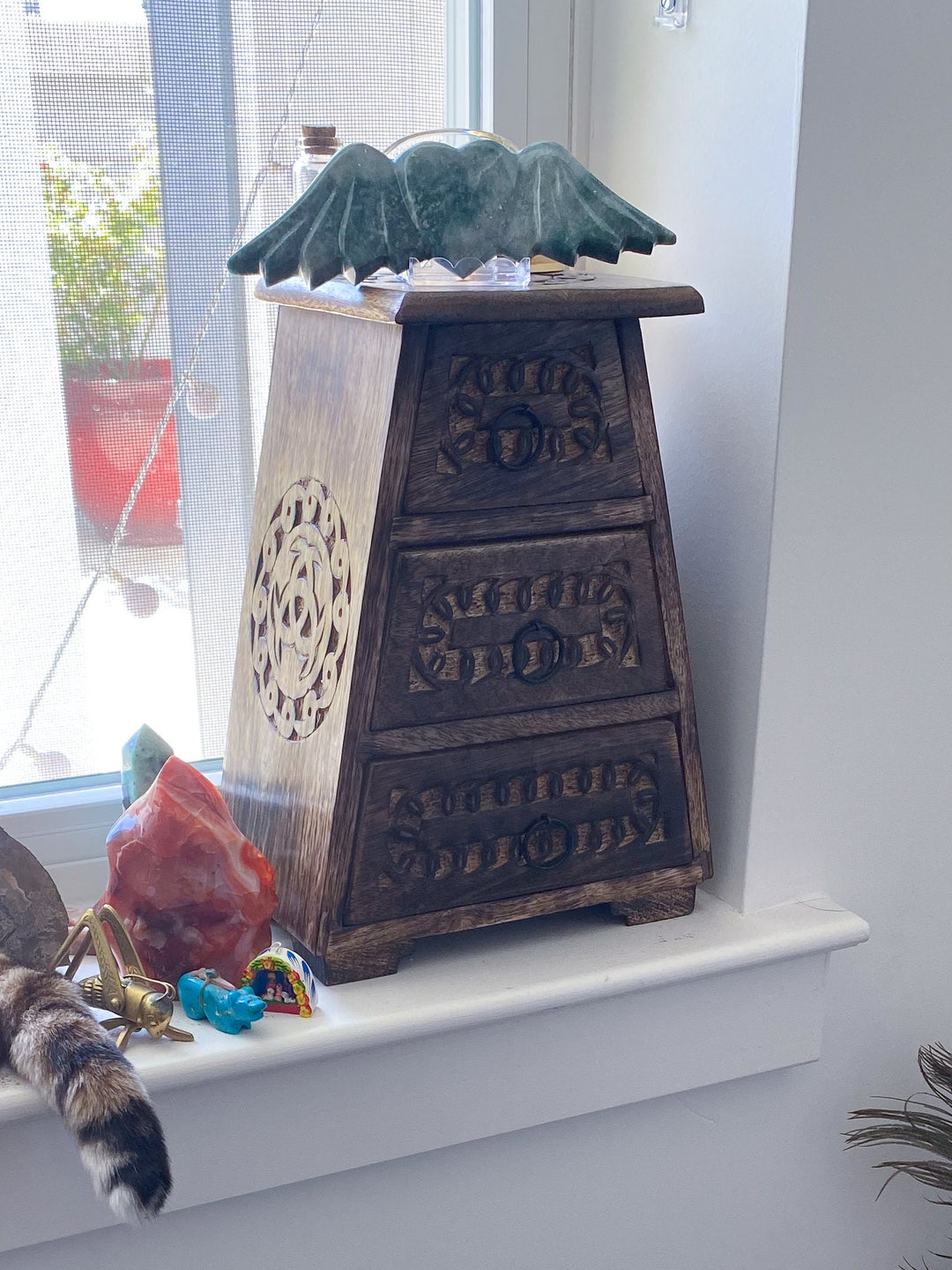 Handmade Crystal Chest - Celtic Design - Three Drawers - Altar Décor - Witchy Cabinet