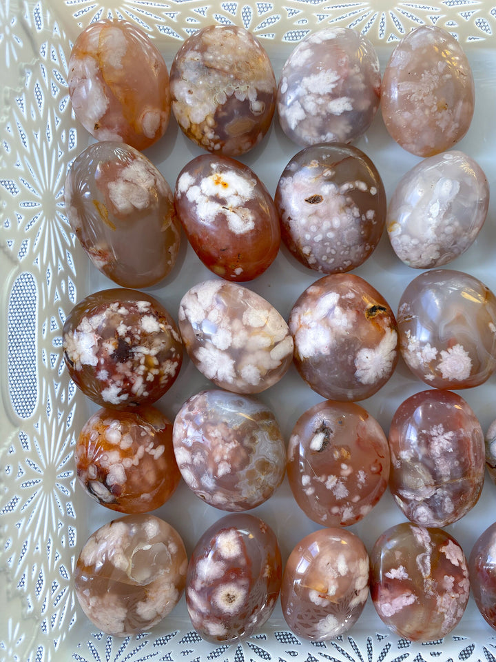 Flower Agate Palm Stone: You Choose