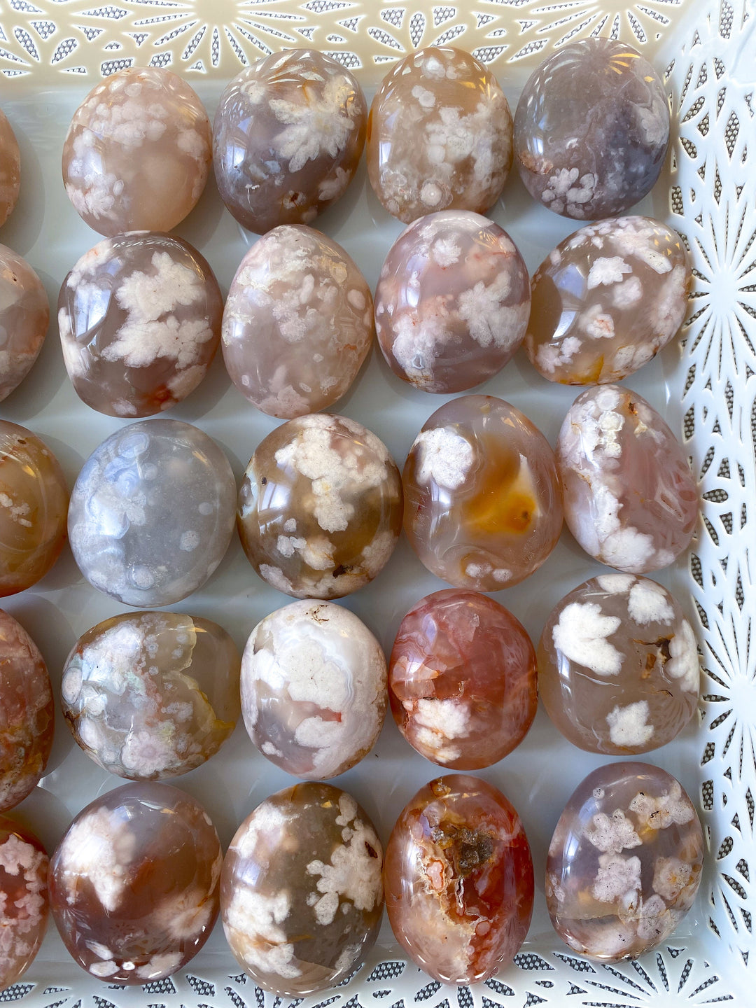 Flower Agate Palm Stone: You Choose