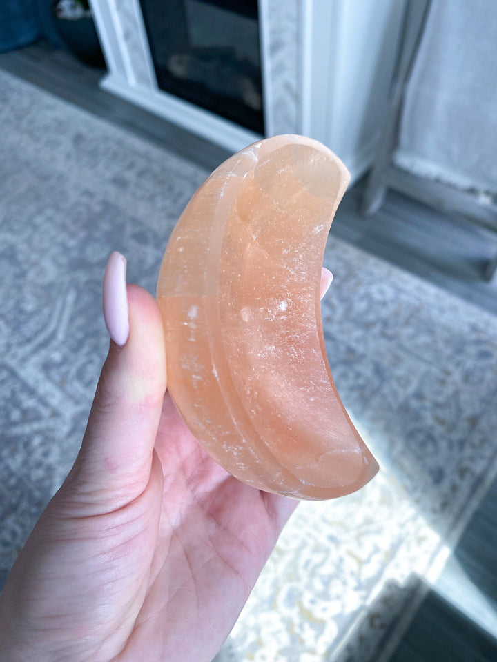 Orange Selenite Moon Bowl