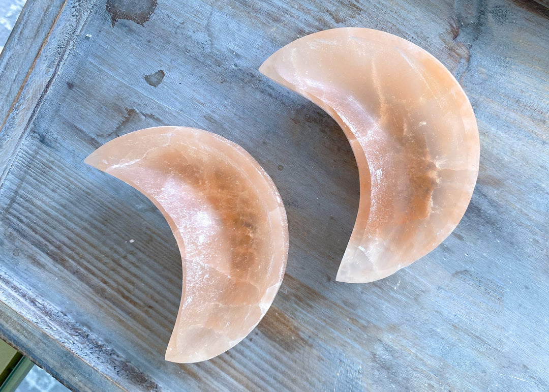 Orange Selenite Moon Bowl