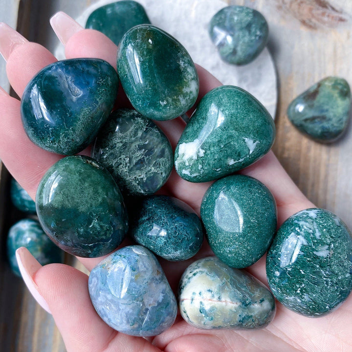 SPUNKY Moss Agate Tumble Stone