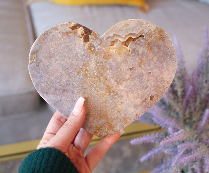 XXXL Pink Amethyst Heart Carving