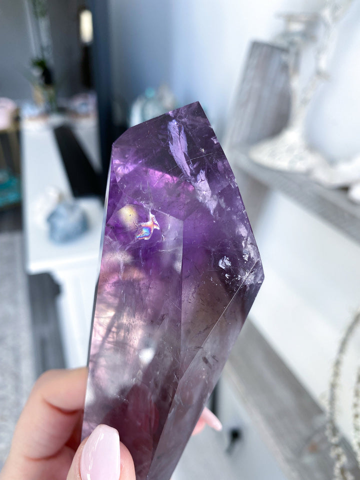 Smokey Amethyst Scepter Root Wand Fully Polished