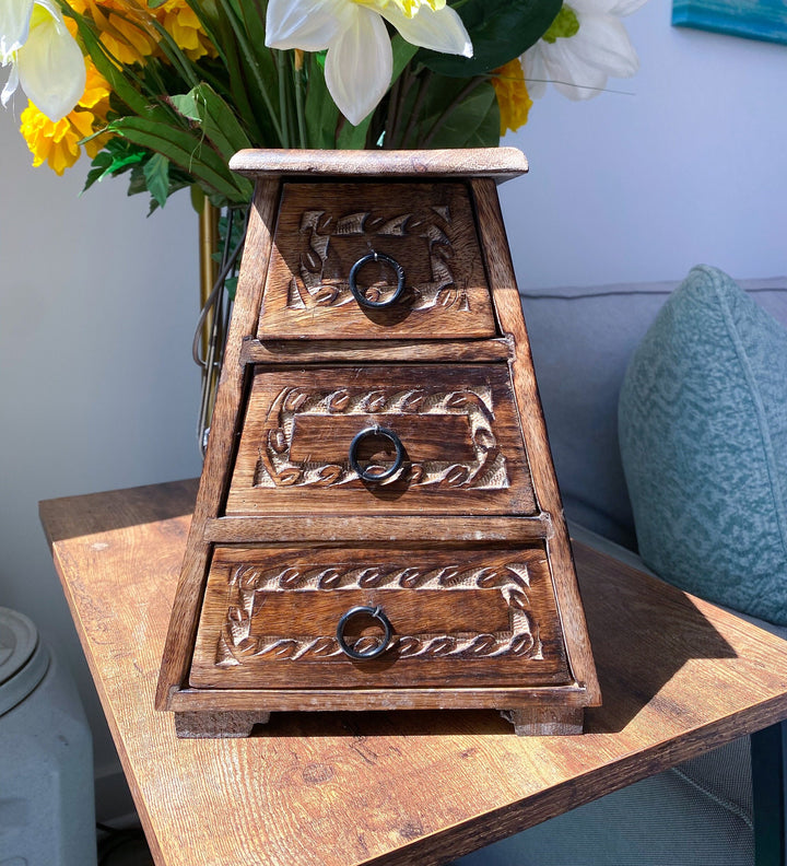 Handmade Crystal Chest - Celtic Design - Three Drawers - Altar Décor - Witchy Cabinet