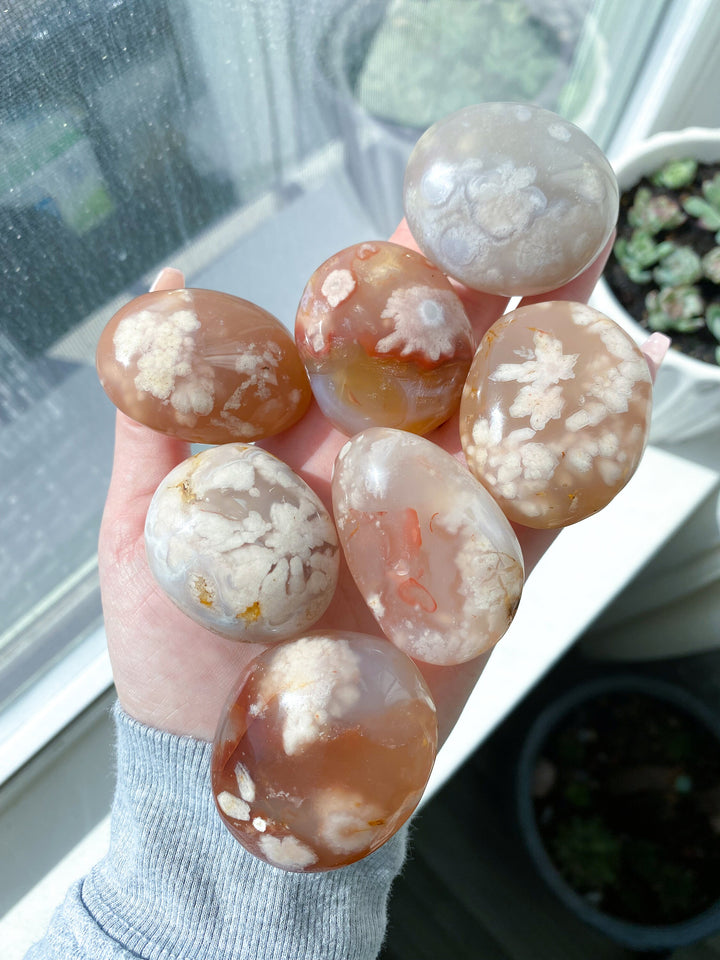 Flower Agate Palm Stone: You Choose