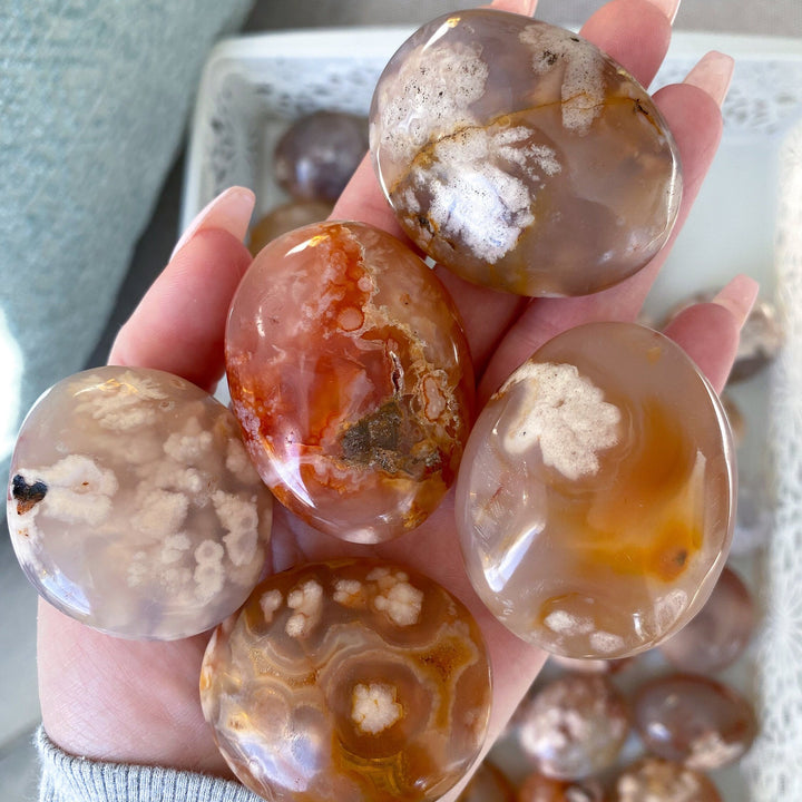 Flower Agate Palm Stone: You Choose