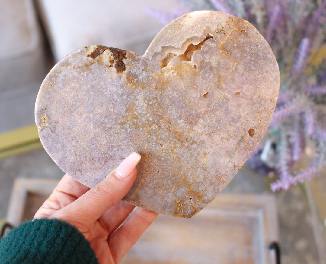 XXXL Pink Amethyst Heart Carving