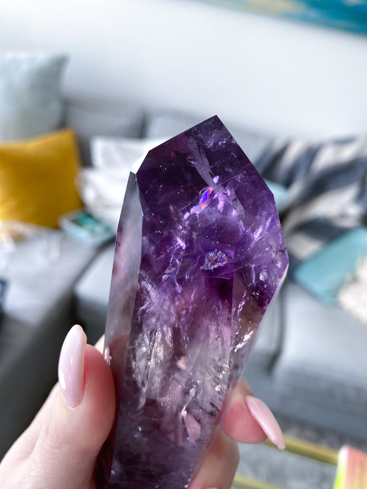 Smokey Amethyst Scepter Root Wand Fully Polished