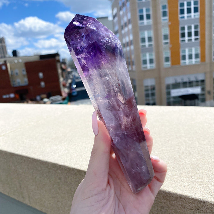 Smokey Amethyst Scepter Root Wand Fully Polished