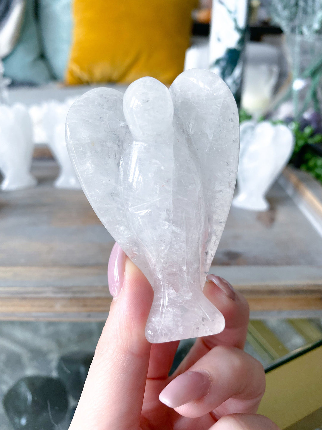 Clear Quartz Angel 3" Healer - Best Friend Gift - Harmony, Amplification, Intentions - Big Large Angel Carving Crystal Helper - Statue