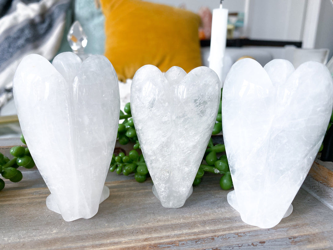 Clear Quartz Angel 3" Healer - Best Friend Gift - Harmony, Amplification, Intentions - Big Large Angel Carving Crystal Helper - Statue