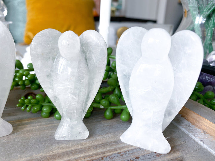 Clear Quartz Angel 3" Healer - Best Friend Gift - Harmony, Amplification, Intentions - Big Large Angel Carving Crystal Helper - Statue